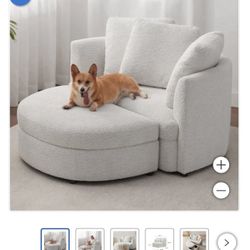 Holley Oversized Fabric Accent Chair with Storage Ottoman