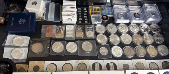 Silver coins rounds bars