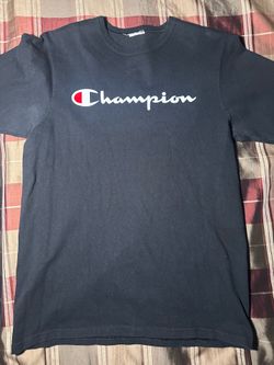 Champion Mens Brand Logo Short Sleeve Crew Neck Cotton Casual Black T-Shirt M