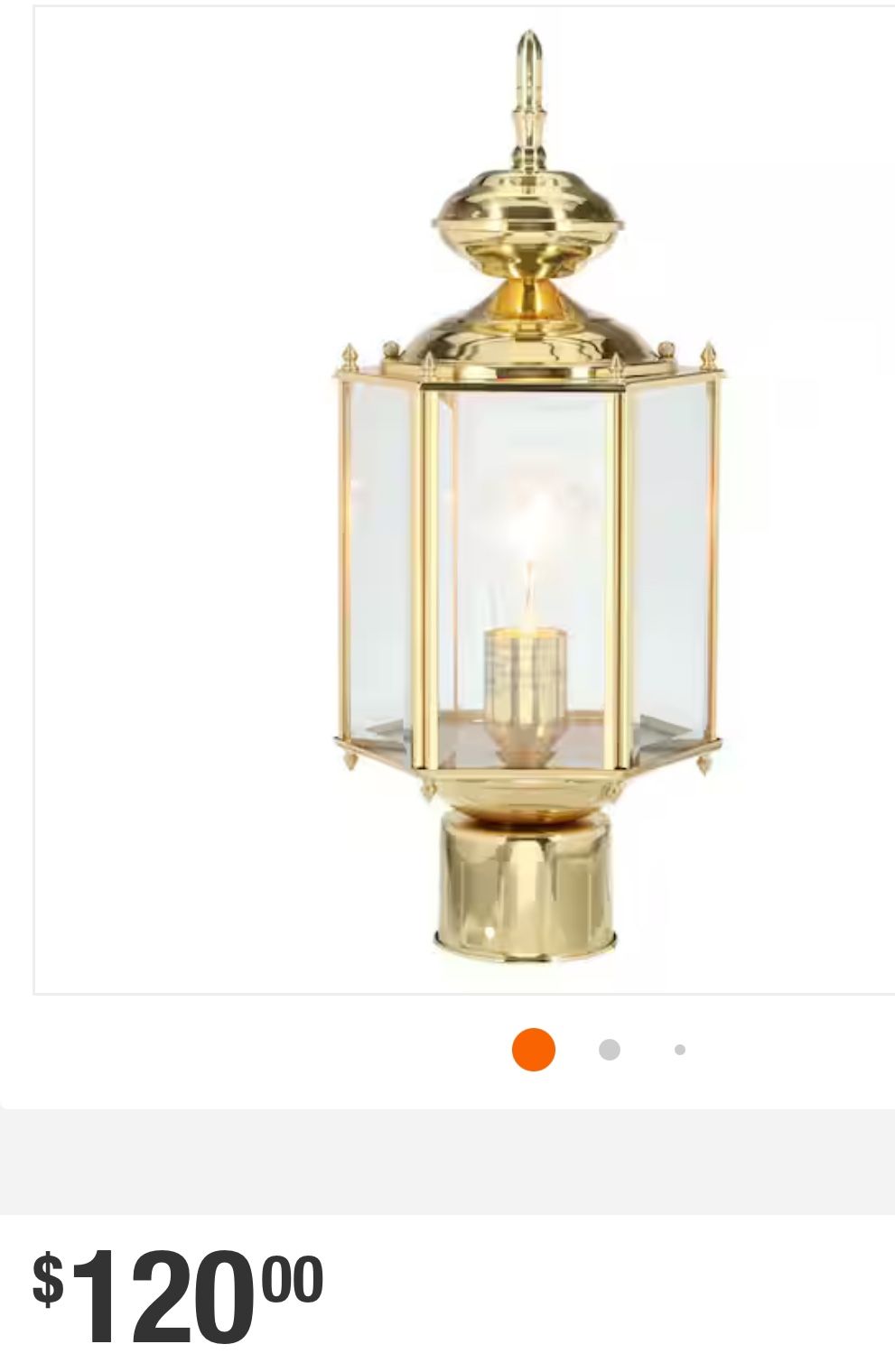 BrassGUARD Lantern Collection 1-Light Polished Brass Clear Beveled Glass Traditional Outdoor Post Lantern Light