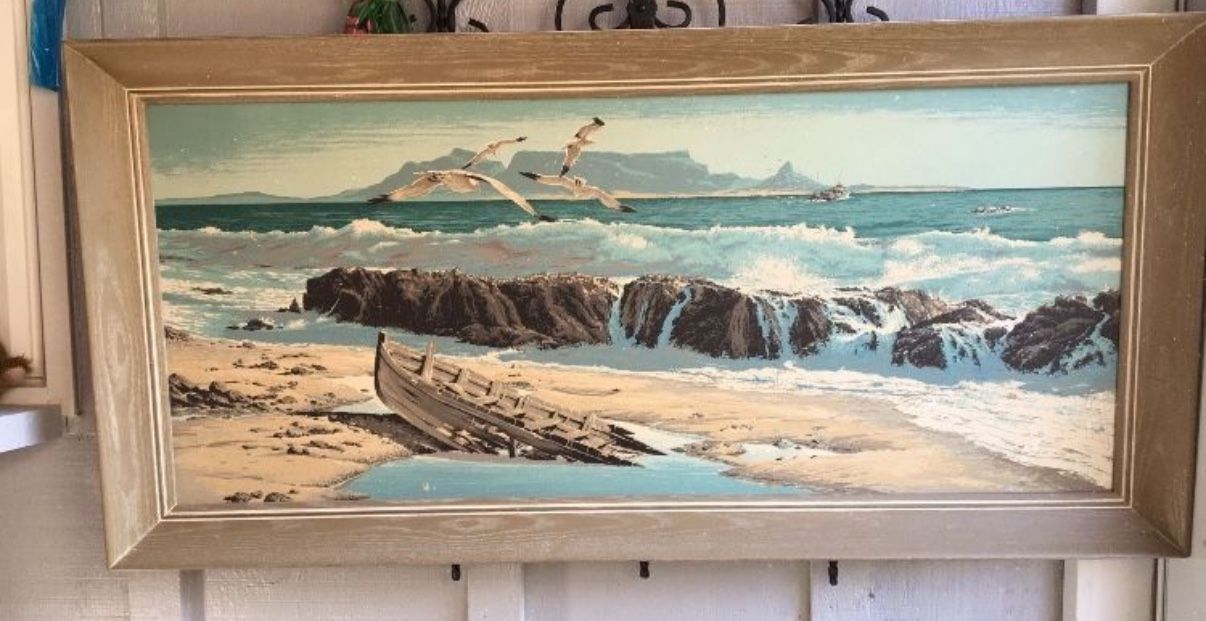 Ocean Painting With Frame 22“ X 46“