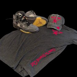 Humblesoul247 Black And Red Tshirt And Hat Set