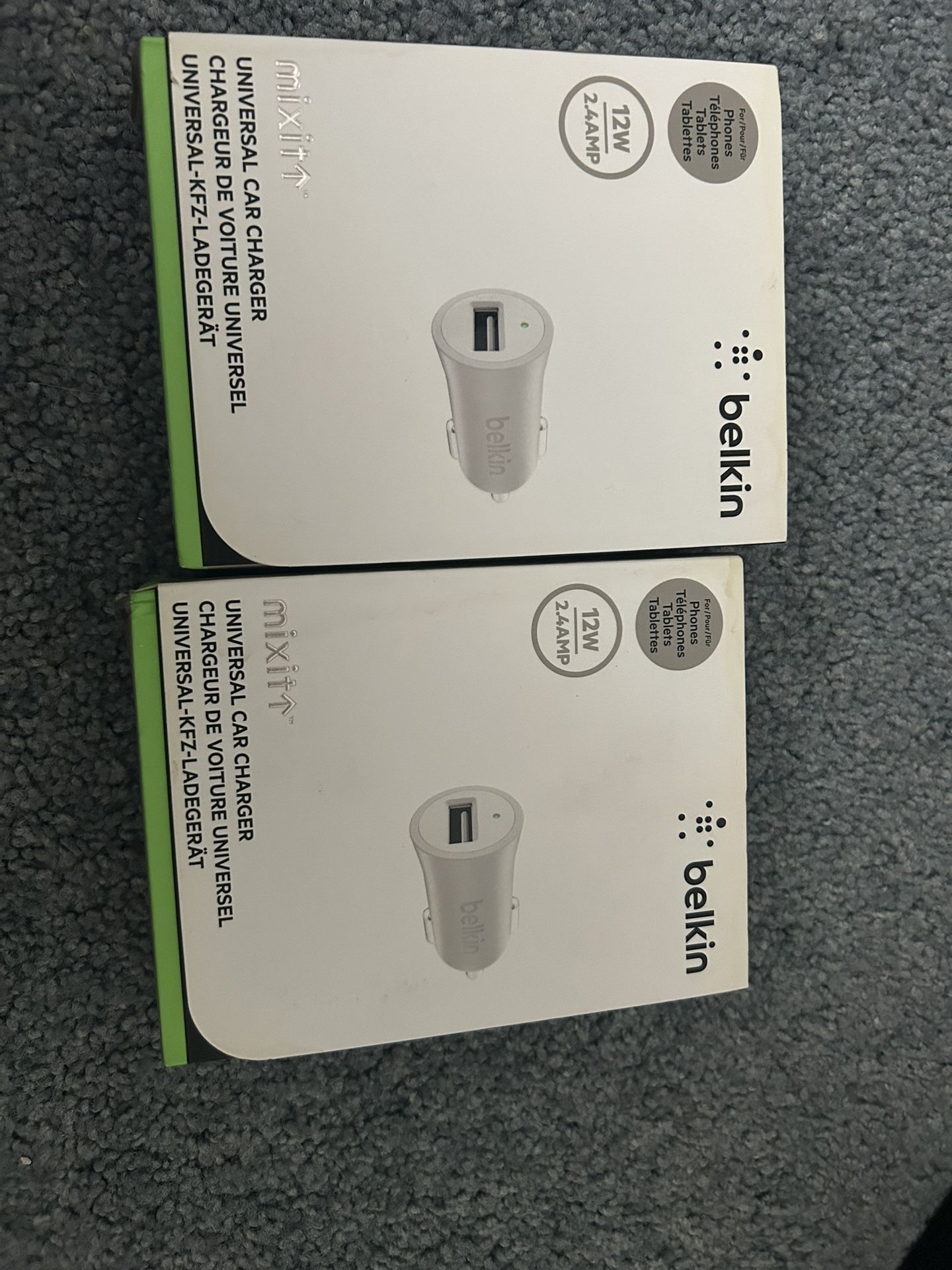 (2) Belkin MIXIT Metallic 2.4A USB Car Charger Silver K6