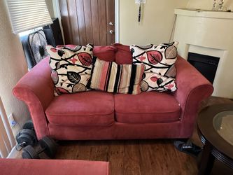 Two Sofas,with Five Flower Decorative Pillows