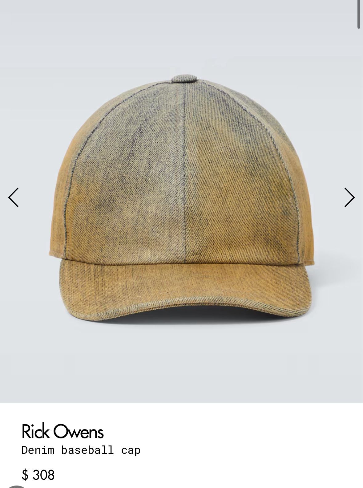 Rick Owens Denim baseball cap (LA Pickup)