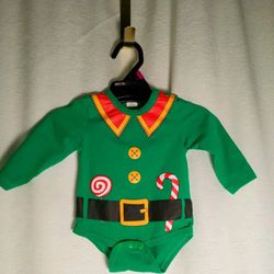 Holiday Time Christmas Graphic Bodysuit Creeper Multi-Color Elf 0-3 mo. NBB NEW