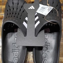 New Men’s Adidas Adilette Clogs Black & White Sandals Size 11.0 New With Box