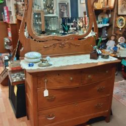 Vintage Oak Dresser With Mirror- Located In Shelton 