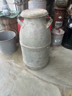 Vintage Metal Milk Can with Lid