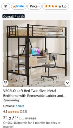 Loft twin size metal bed frame