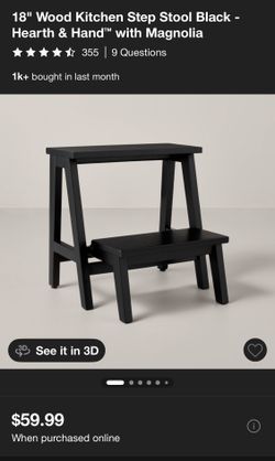 18" Wood Kitchen Step Stool Black - Hearth & Hand with Magnolia