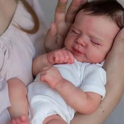 48cm Reborn Doll Baby Doll Full Silicone Vinyl Description Body with 3D Painted Skin Realistic Touch Girl Doll Toy Christmas Gift 