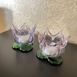 Glass Tulip Votive Candleholders