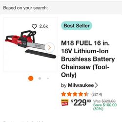 Milwaukee Chainsaw 16in 