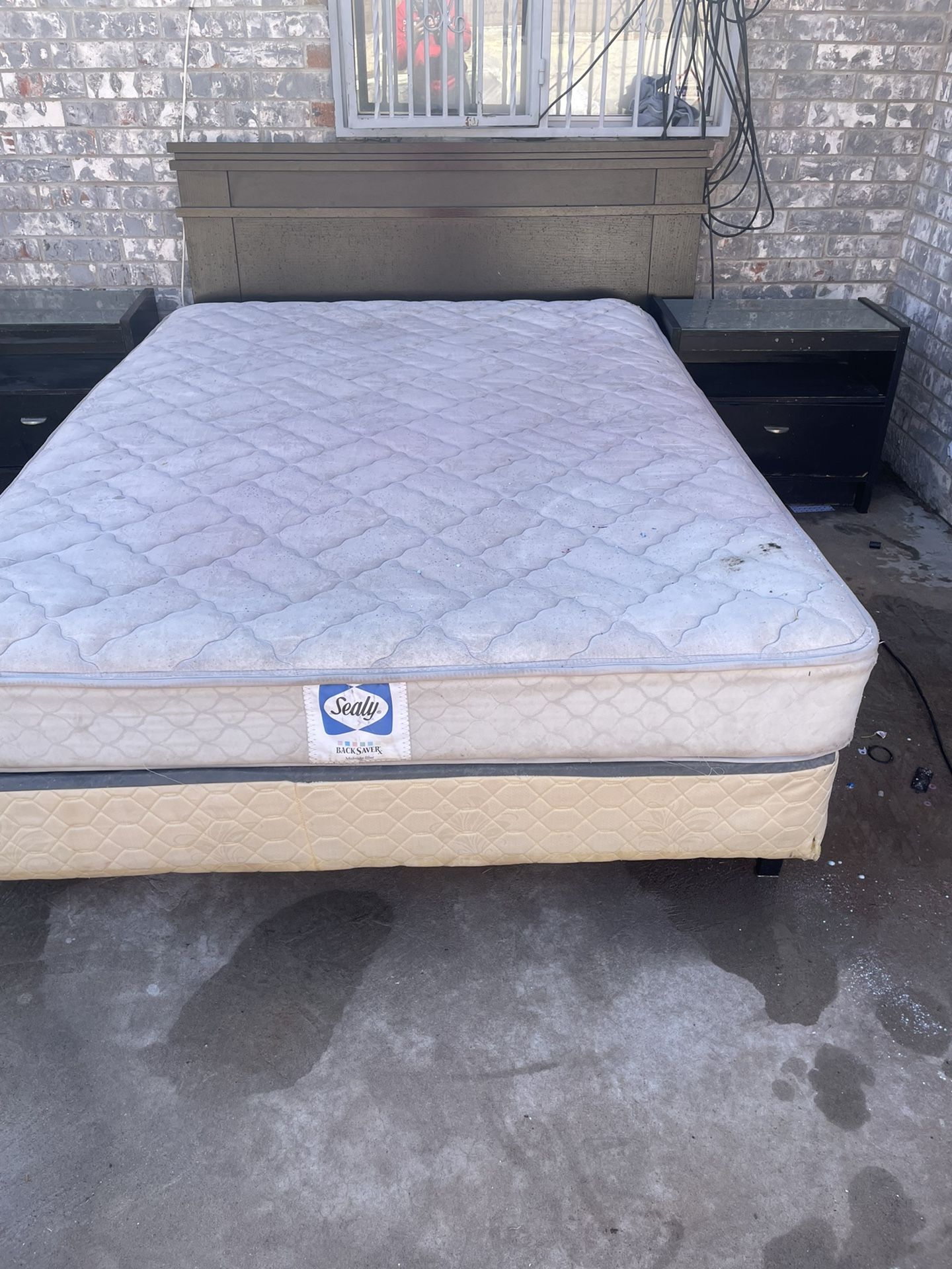 Queen Mattress , Box Spring With Rails And 2 End Tables 50 for Sale in El Paso, TX OfferUp