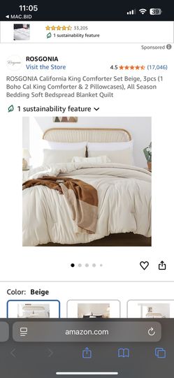 Rosgonia Cal. King Comforter Set In Beige 