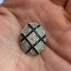 Sterling Silver Women's Pendant, Sparkly Black and Clear CZ Accents