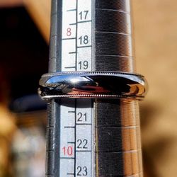 14K White Gold 5mm Half Round Milgrain Comfort Fit Wedding Ring