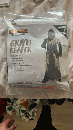 Grim Reaper Kids Costume Size L 10-12 Year Old