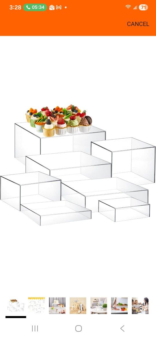 Leinuosen 7 Pcs Large Buffet Risers Set 6" to 12" Acrylic Display Box Catering Dessert Table Riser Food Display Decorative Stand with Hollow Bottom fo