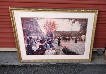 Vintage Style Ornate "Paris in the Evening" by Christa Kieffer (41" x 30" Gold Framed Art Print)