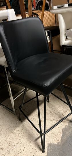 Set 2 Black Faux Leather Bar Stool