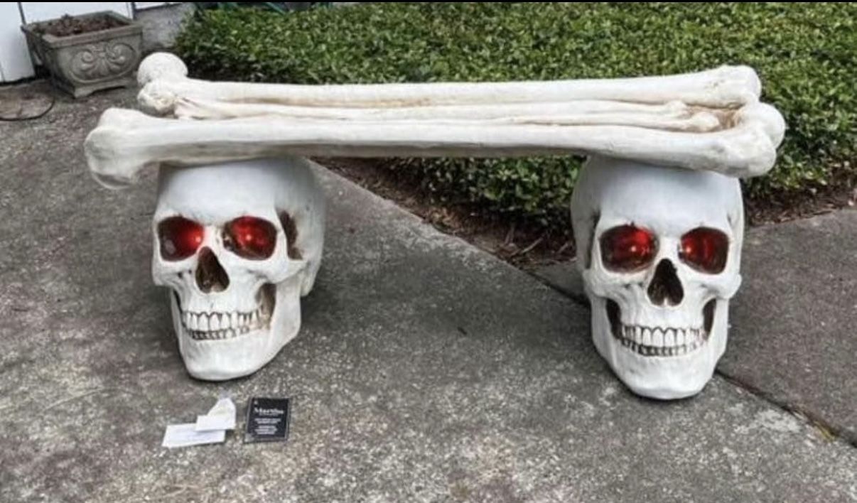 đź’€Skull Bench - Brand New Bone Skeleton Bench Halloween Yard Decor