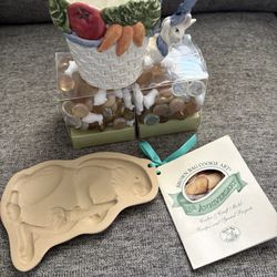 Bunny Lot - Cup Cookie Art & Mix Glass Flat Marbles With Bunny 