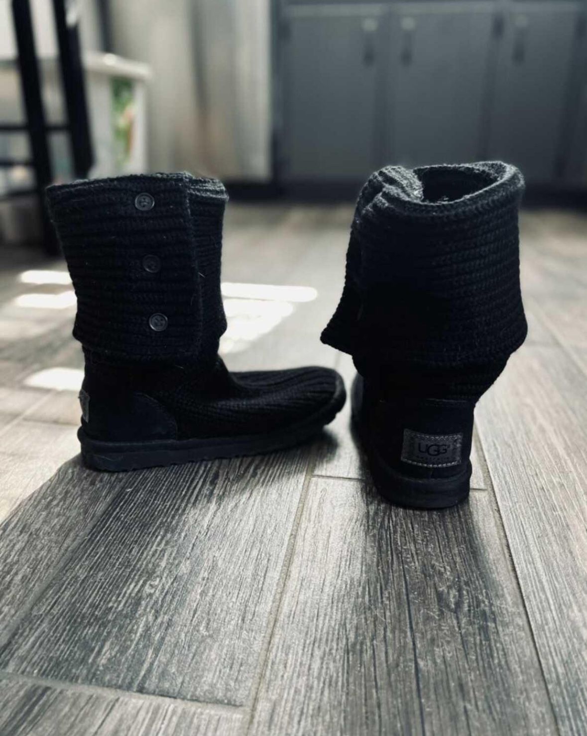 Black Cardy Knit Ugg Boots Size 6