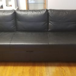 Black Faux Leather Sleeper Sofa With Bottom Drawer Storage 