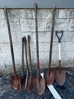 Agriculture Fall/Halloween Farm Decorations 4 Rusty Shovels/3 Weed Cutters