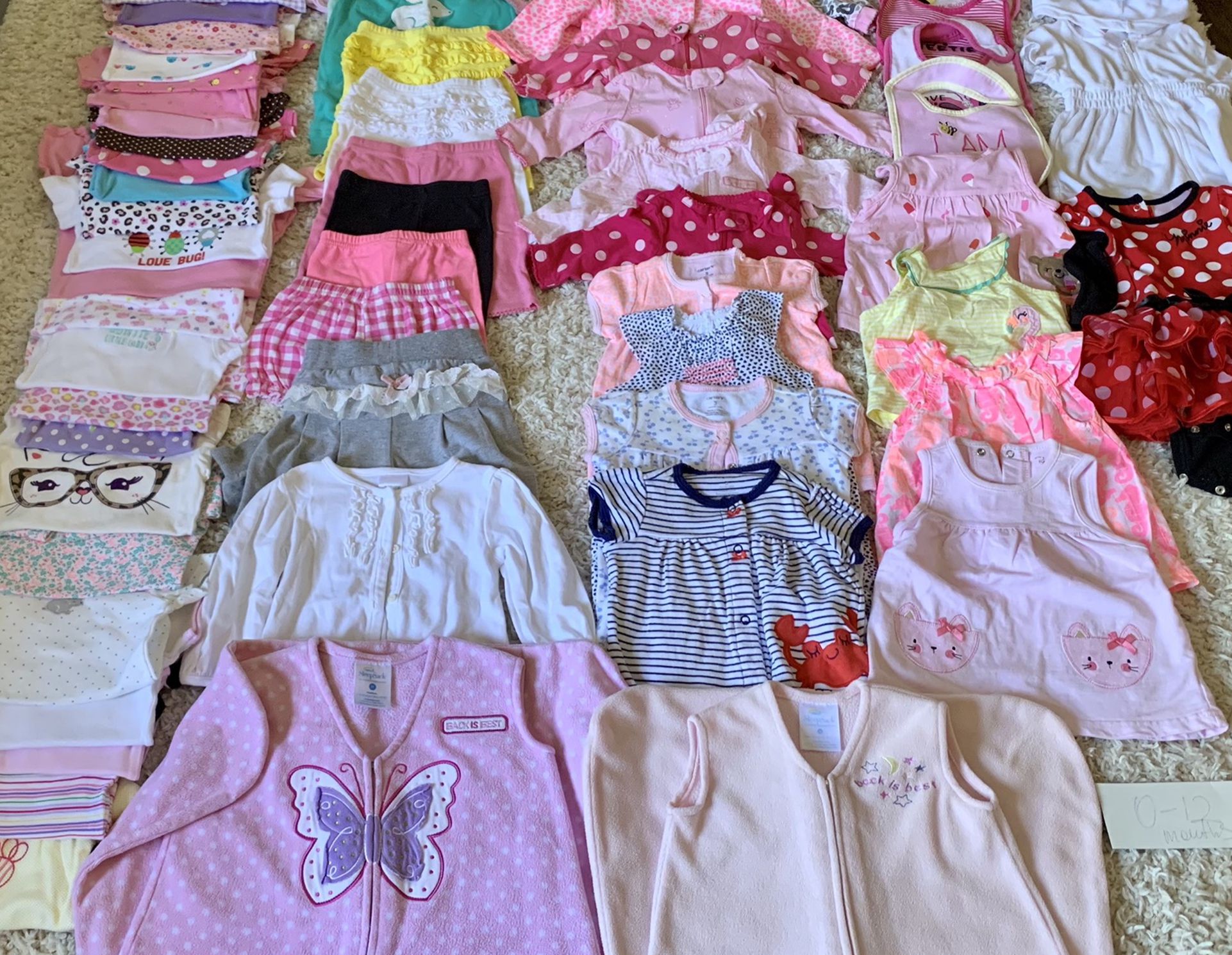LOT OF BABY GIRL CLOTHES 0-12 Months