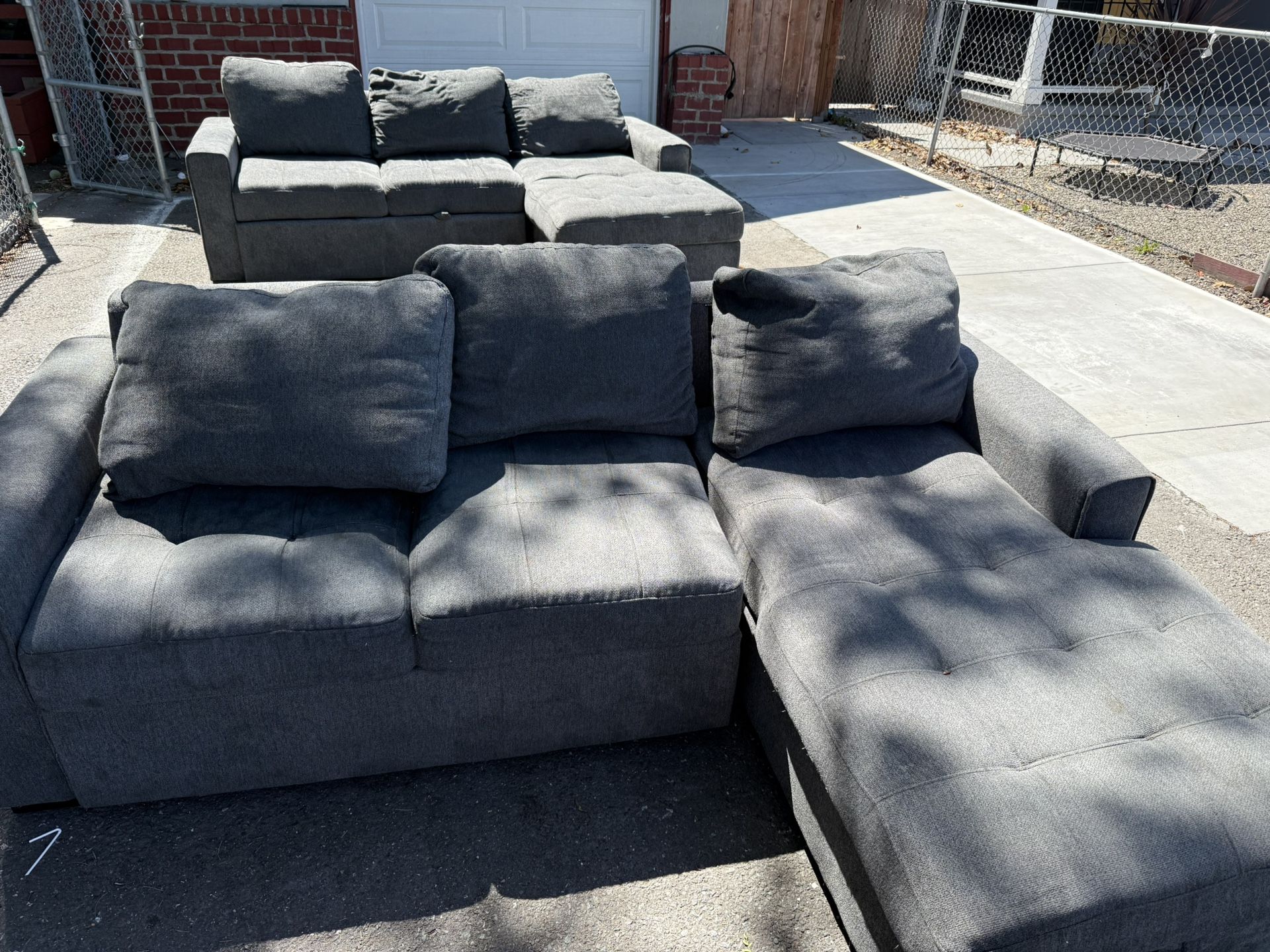 Fabric Sleeper Sofa with Chaise and Storage, Gray