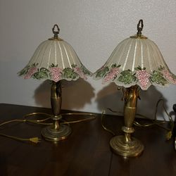 Vintage Hand Painted Frosted Glass Lamp