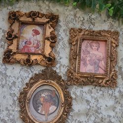 Mini alphonse mucha art in small baroque frames