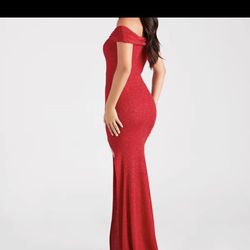Meryl Red Formal Glitter Long Dress
