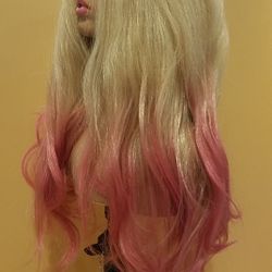Long Pink Wavy Wig