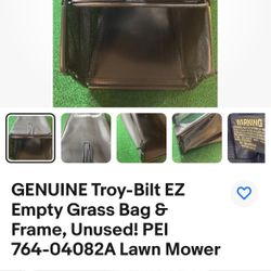 Troy Bilt Lawnmower Bag Holder W/ Frame • Grass Bag