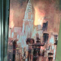 Large.. . City Oil Painting On Canvas 
