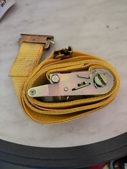 Yellow Ratchet Tie-Down Strap with E-Track Fittings