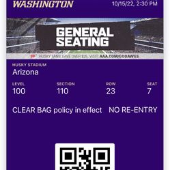 Husky tickets VS Arizona Today
