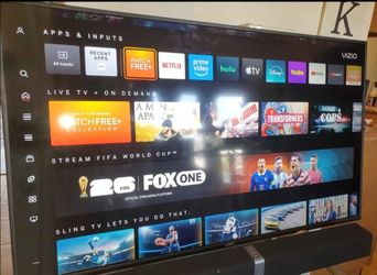 55" Vizio chromcast smart tv streaming apps 4k great condition come with wall mount and free sounbar.  Great quality pic no scratch