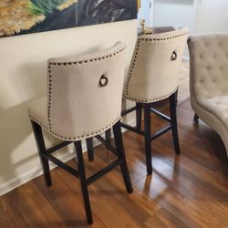 Pier 1 Imports Set of 2 Upholstered Bar Stools with Nailhead Trim
