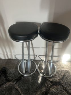 Set (2) Black Leather w/chrome Bar Stools- $100 Never Used
