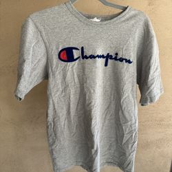 Champion Heather Grey Felt Logo Shirt Size M