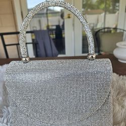 new handbag with silver-tone rhinestones