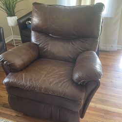 Vintage Brown Leather Recliner Sofa 