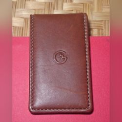 British Tan Leather Magnetic Money/Document Clip
