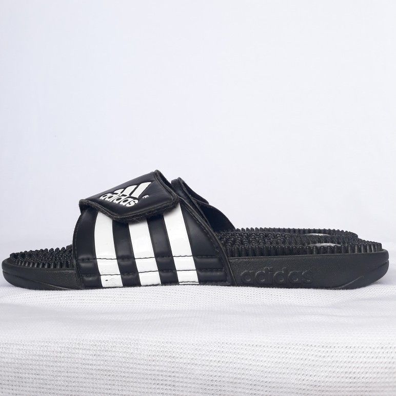 Adidas Adissage Slide Men's Sandals Adjustable 078260 Size 11 Black/White Stripe
