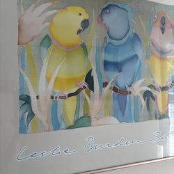 Vintage Leslie Burden "Parrots" Framed Print